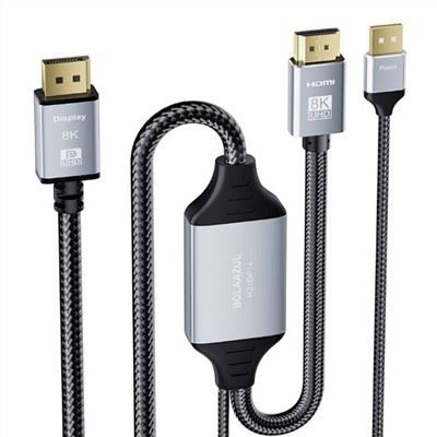 HDMI 2.1 Pou DisplayPort 1.4 Adaptè Kab
